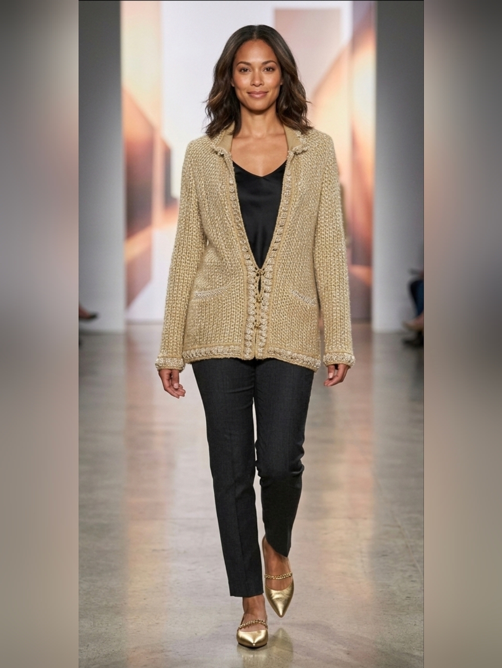 Vintage CHANEL Mohair Gold Shimmer Cardigan Sweater FR 38/US 6/Small